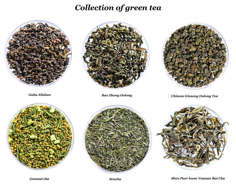 收集绿茶，白底隔离