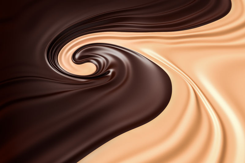 巧克力漩涡背景。干净，详细的融化巧克力的质量。