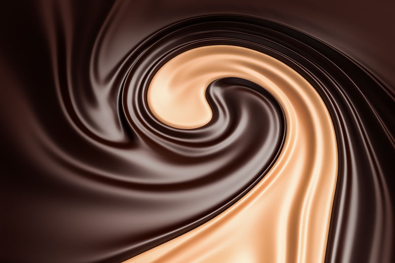 巧克力漩涡背景。干净，详细的融化巧克力的质量。
