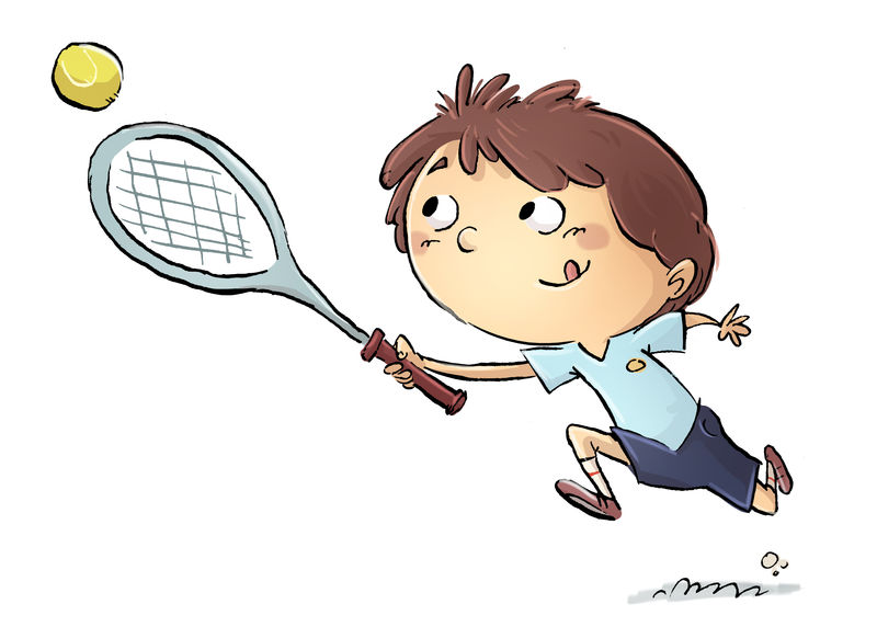 男孩打网球