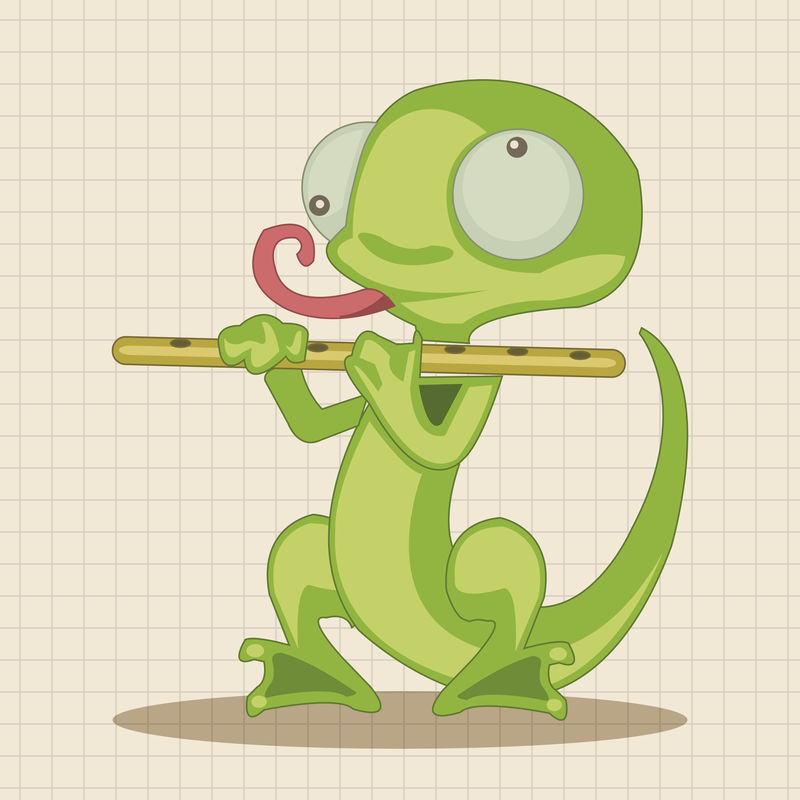 动物蜥蜴乐器卡通主题元素