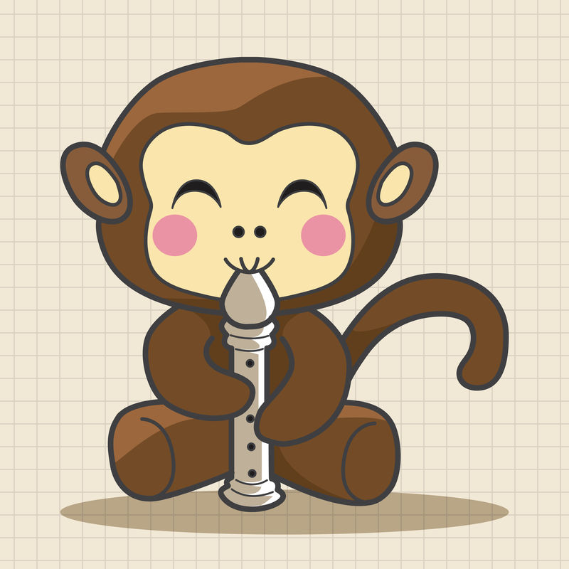 动物猴子乐器卡通主题元素