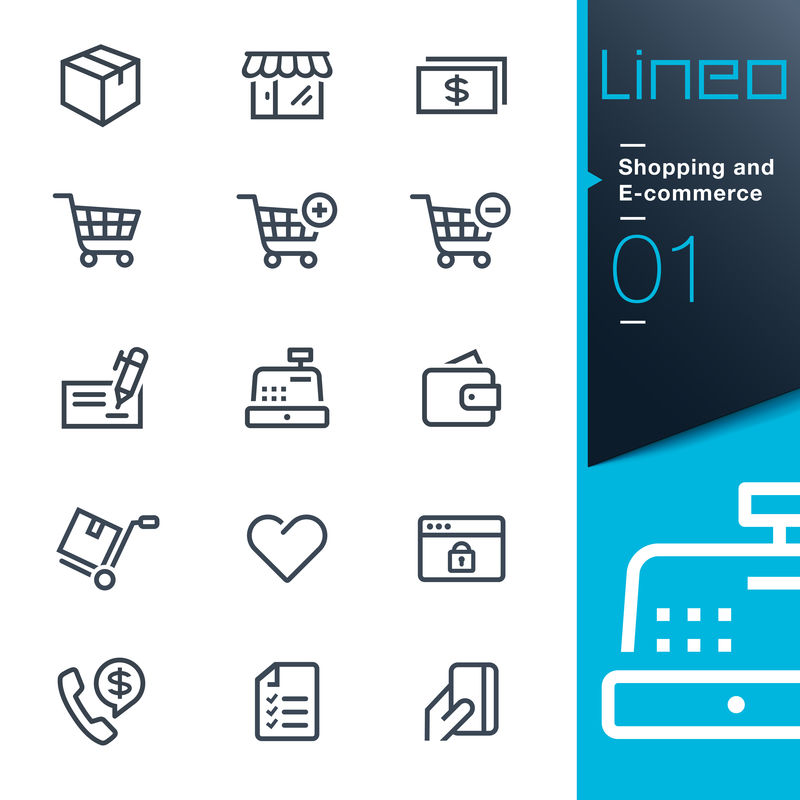 Lineo-购物和电子商务大纲图标