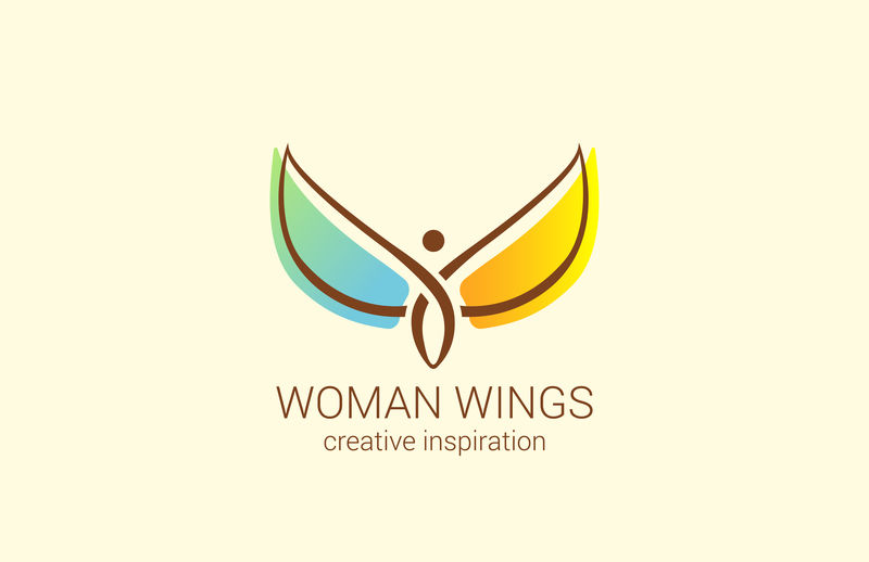飞女用翅膀图案抽象设计矢量模板。