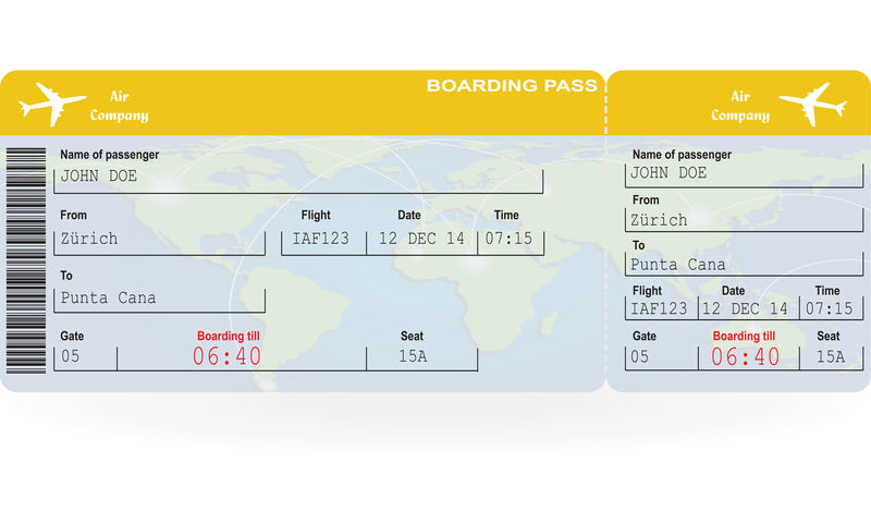 航空公司登机牌的矢量图像