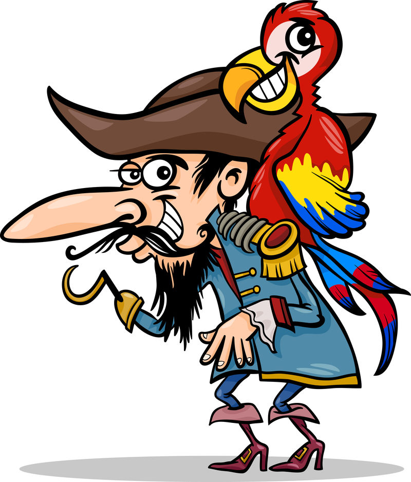 海盗鹦鹉卡通插画