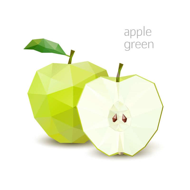 多边形水果-苹果绿。矢量图示