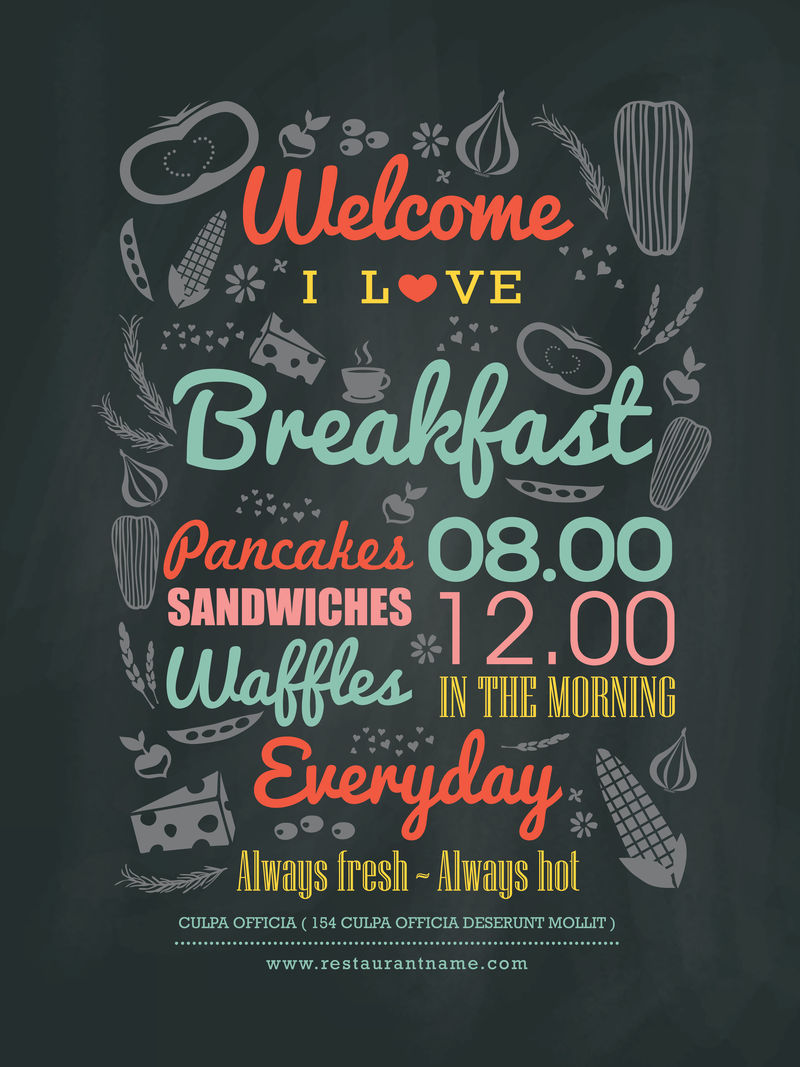 早餐咖啡厅菜单设计黑板印刷