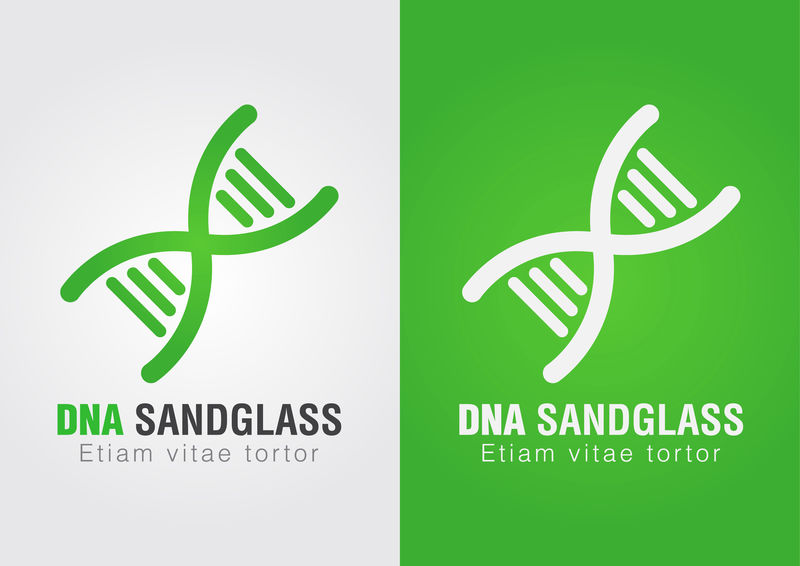 DNA沙漏组合标志符号。创意设计。