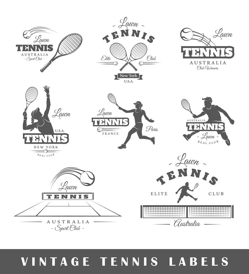 一套老式网球标签