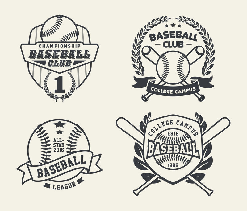 一套老式棒球标签和徽章
