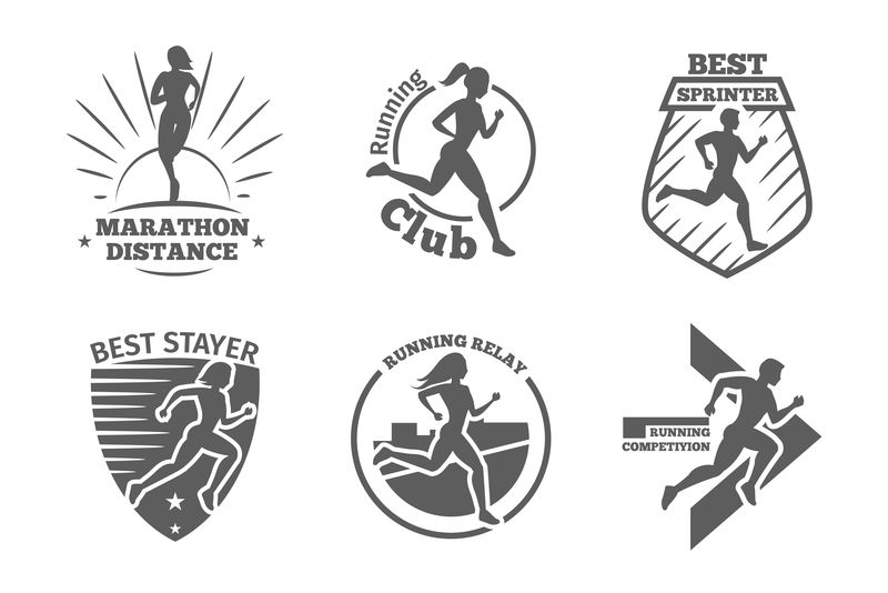 复古跑步俱乐部矢量标签和标志