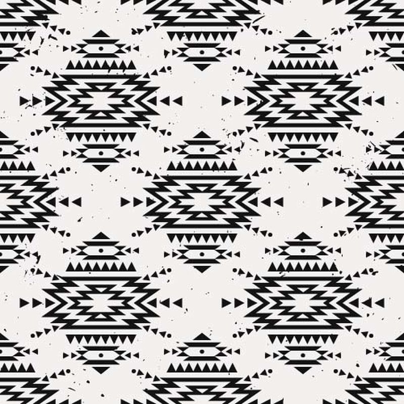 矢量格鲁格单色无缝装饰图案-美洲印第安图案-背景是阿兹特克部落装饰