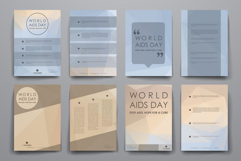 一套世界艾滋病日风格的宣传册、海报设计模板