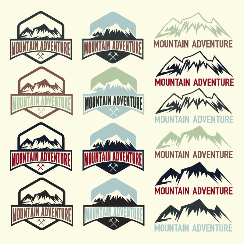 森林-山地探险徽章矢量标志-标志-模板集