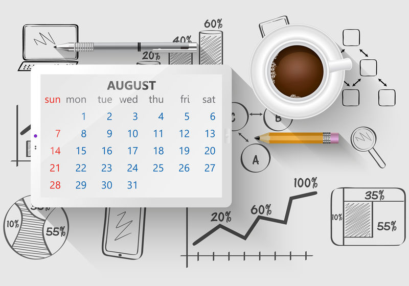 电脑平板电脑8月计划日历