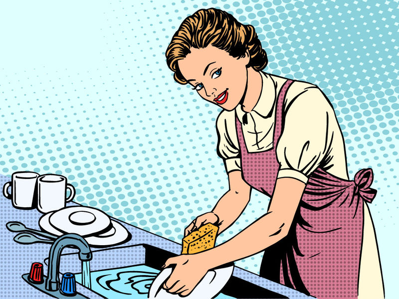 妇女洗碗主妇家务劳动舒适