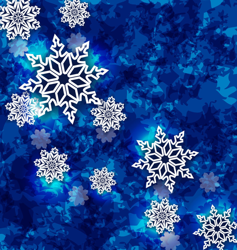 圣诞节在深蓝色的稀薄背景上落下雪花
