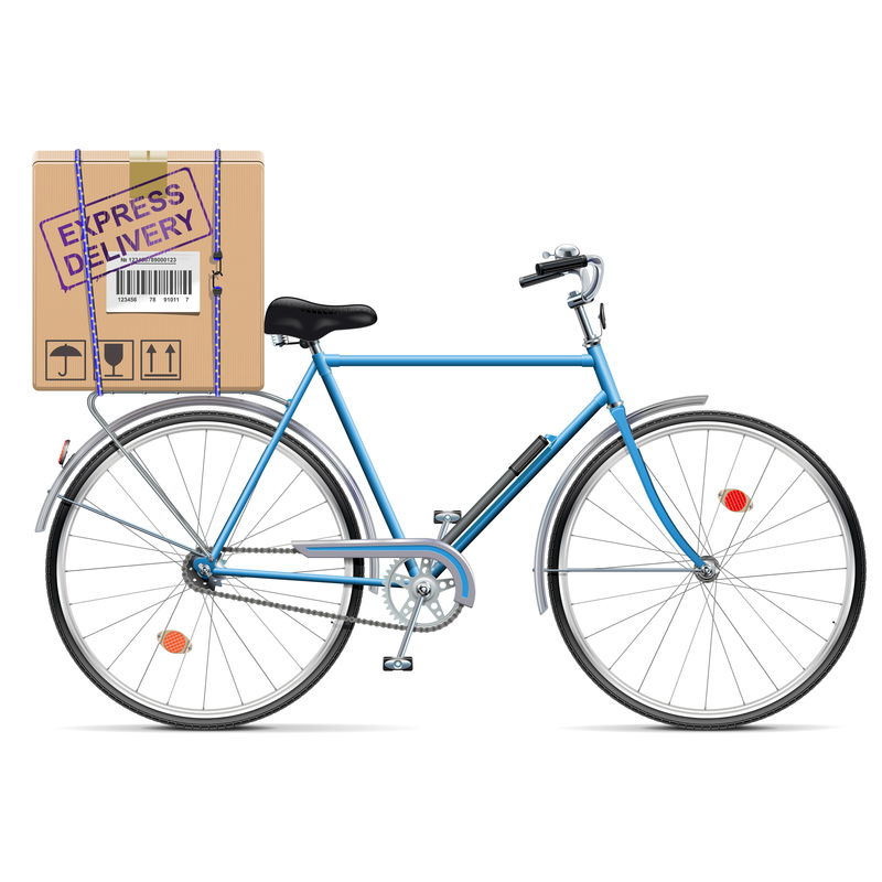 带纸箱的矢量传送自行车