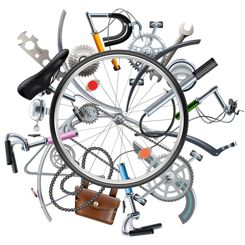 带轮子的矢量自行车零件概念