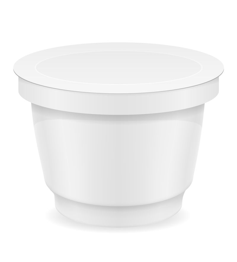 酸奶或冰淇淋载体说明的白色塑料容器