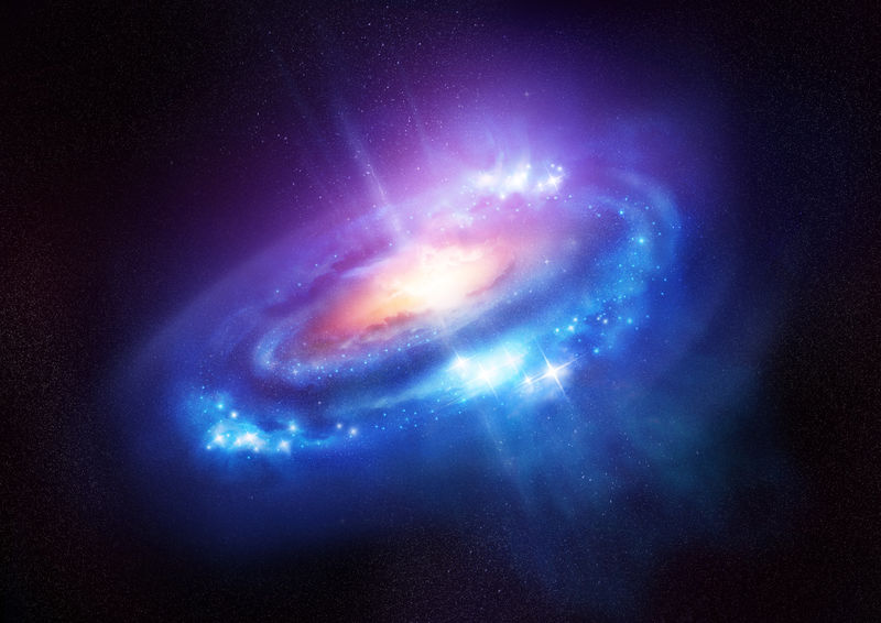 深空中五颜六色的旋涡星系