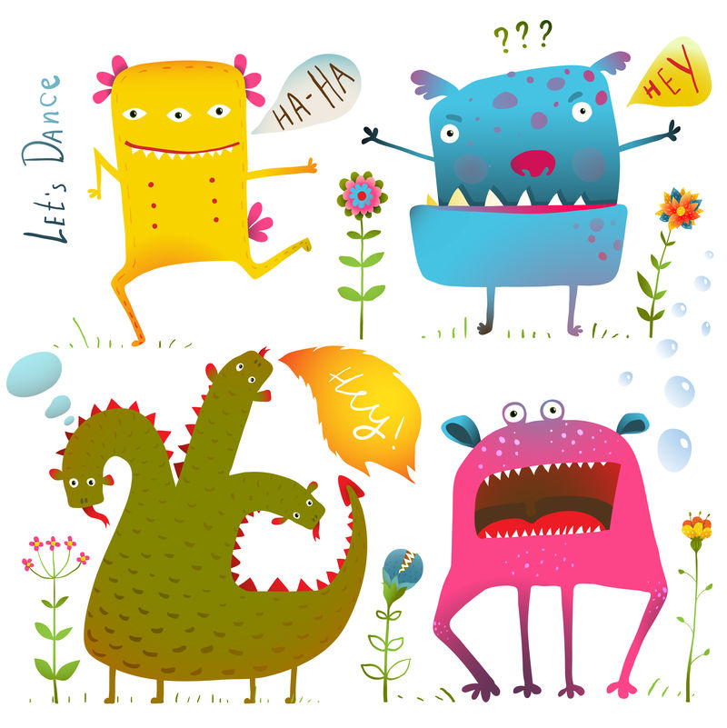 儿童趣味可爱善良怪兽设计五颜六色系列