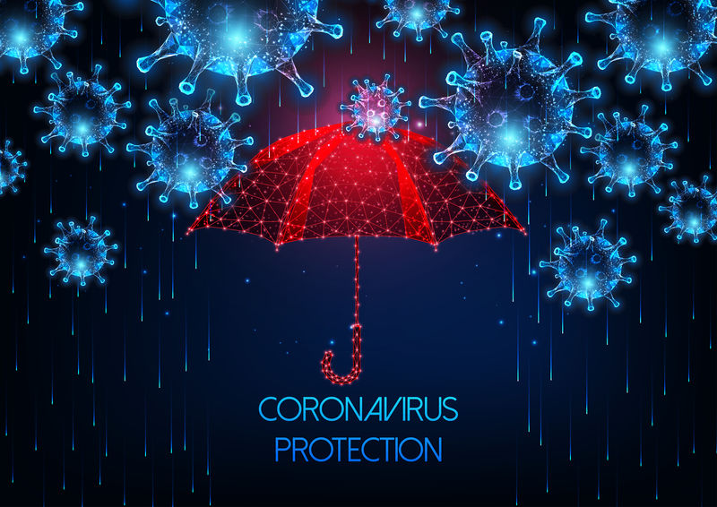 深蓝上的未来covid-19冠状病毒病防护概念