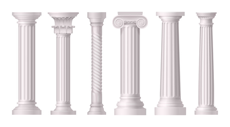 古色古香的白色柱子真实的图标集