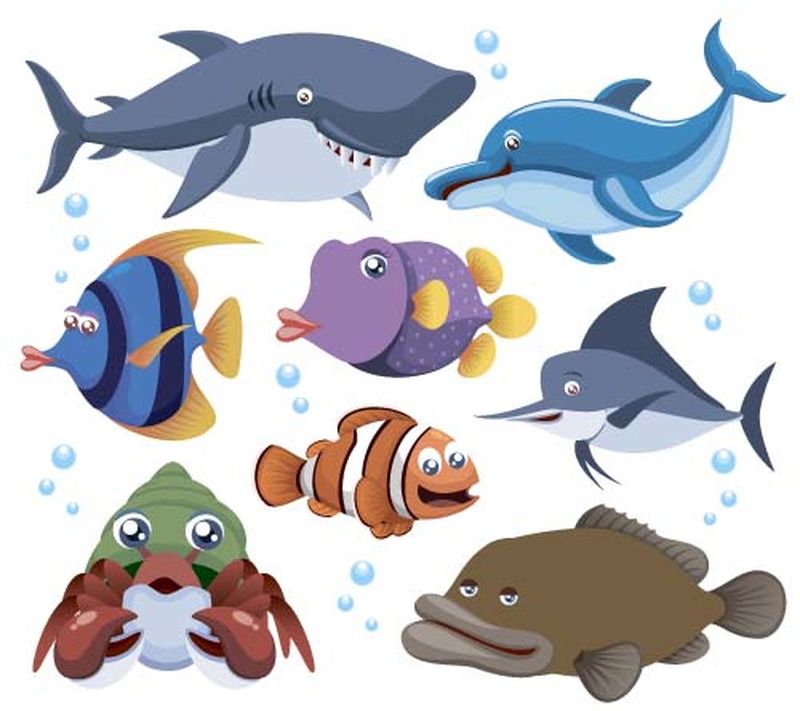 矢量卡通海洋动物