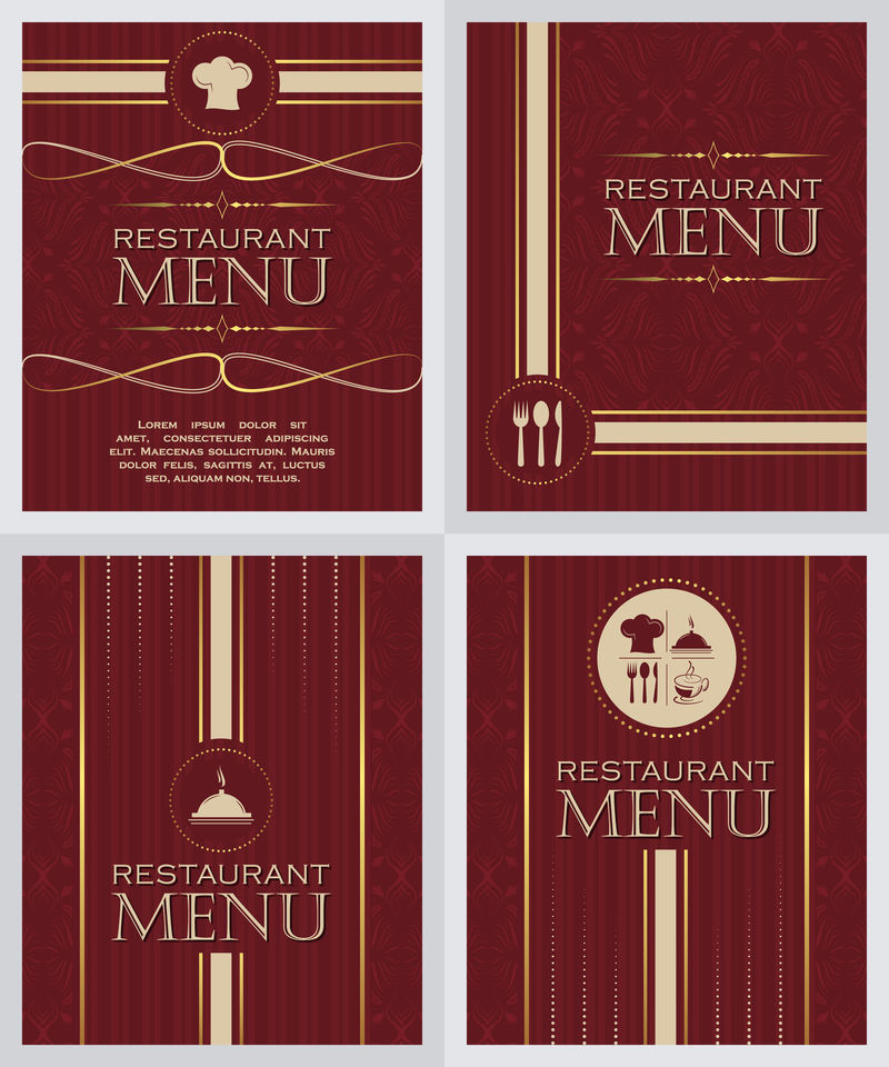 一套复古风格的餐厅菜单设计封面模板