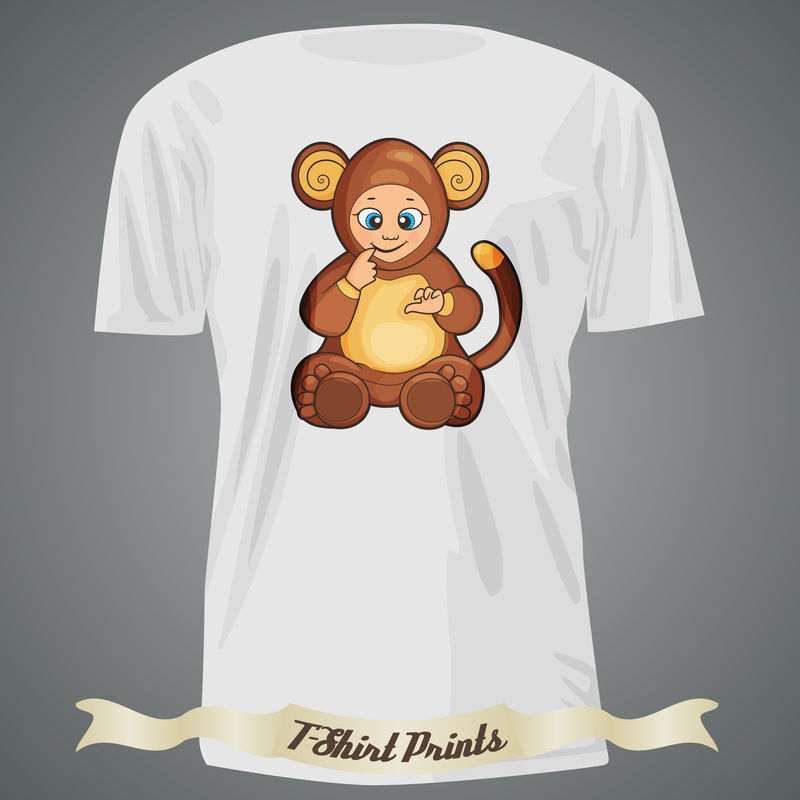可爱小猴子卡通T恤设计