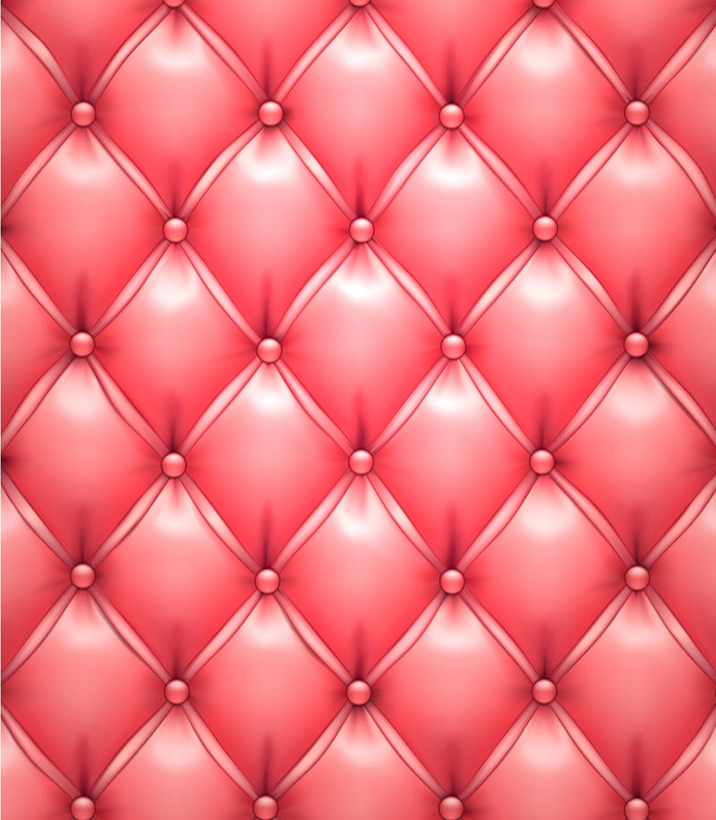 粉色矢量软垫皮革图案背景。