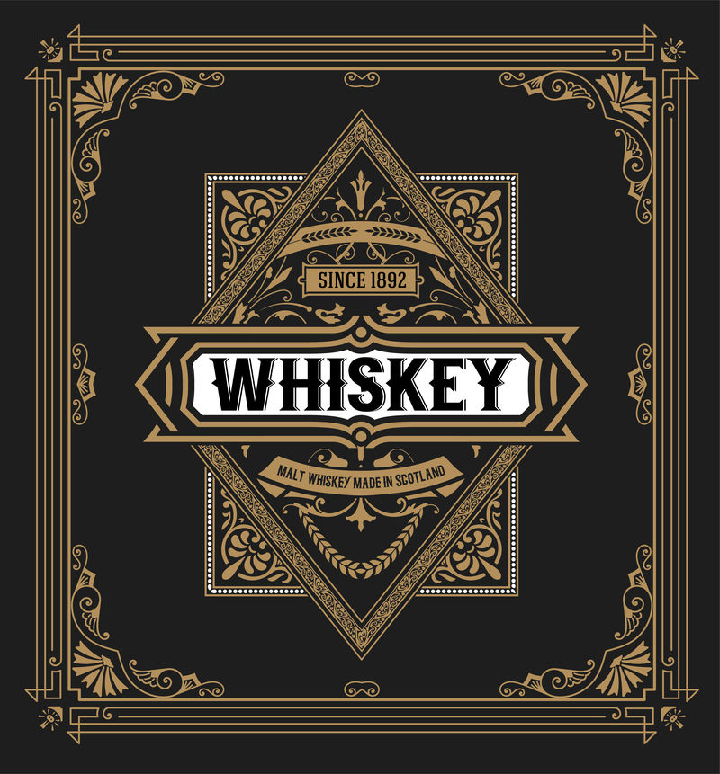 西方威士忌标签或其他产品。