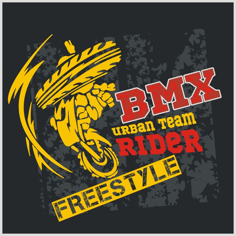 BMX骑手-城市队。矢量设计。