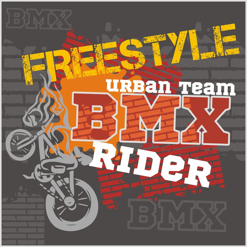 BMX骑手-城市队。矢量设计。