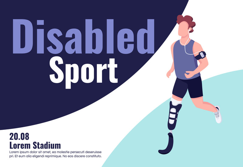 残疾人体育比赛横幅平面矢量模板。小册子