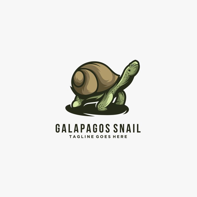 加拉帕戈斯蜗牛姿势插图矢量标志。