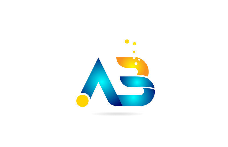 公司标志字母组合ab a b橙蓝色字母表
