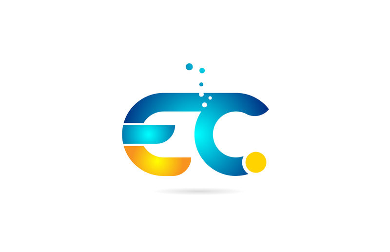 公司标志用字母组合ec e c橙蓝色字母表