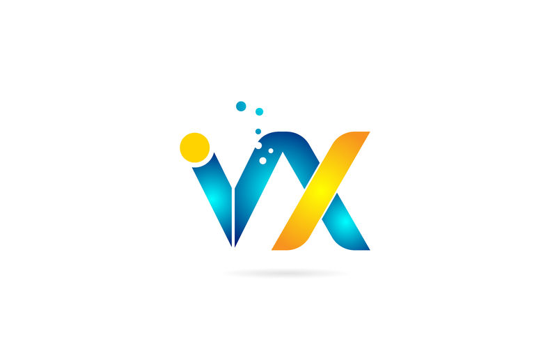 字母组合vx v x橘蓝色公司标志字母表