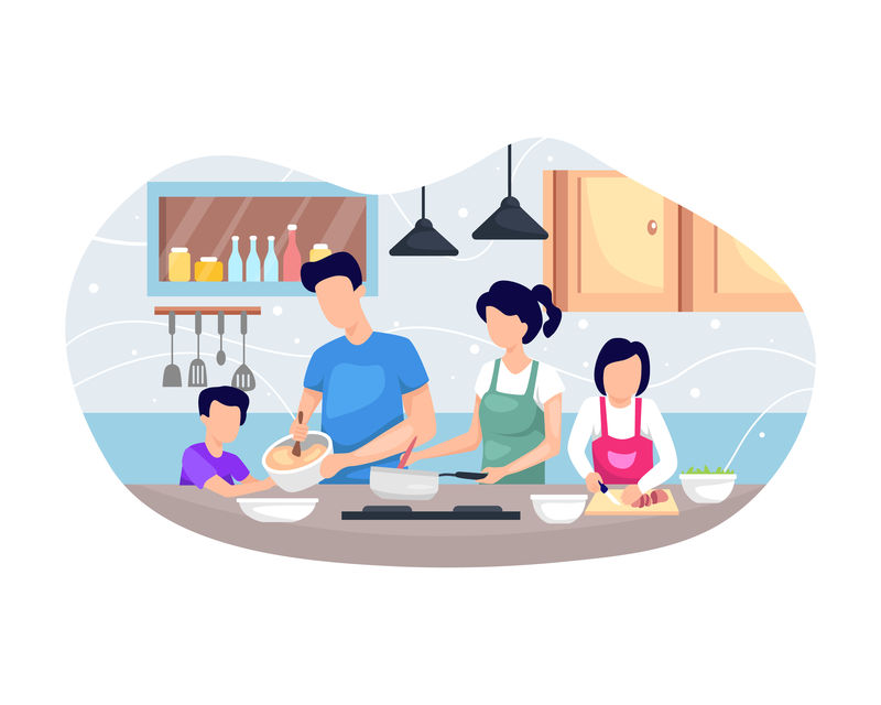 矢量图解家庭烹饪