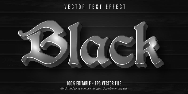 黑色文本，黑色木质背景上的可编辑文本效果