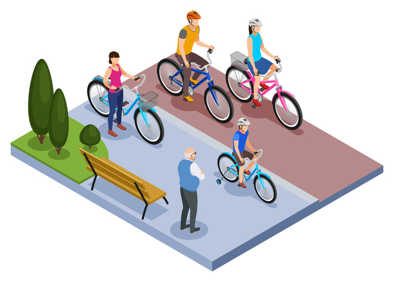 人与自行车等距构图