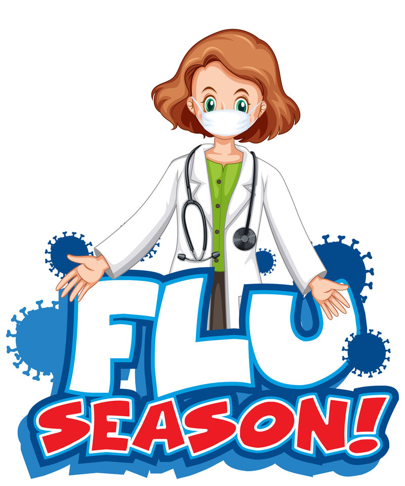 用女医生设计单词流感季节的字体