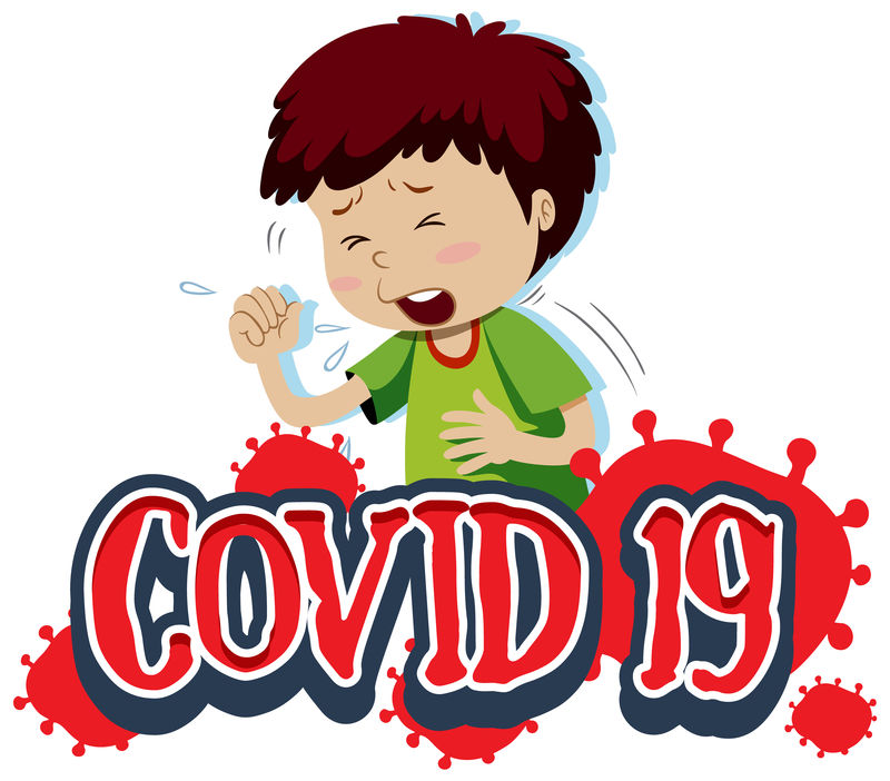 Covid 19男孩咳嗽症状模板