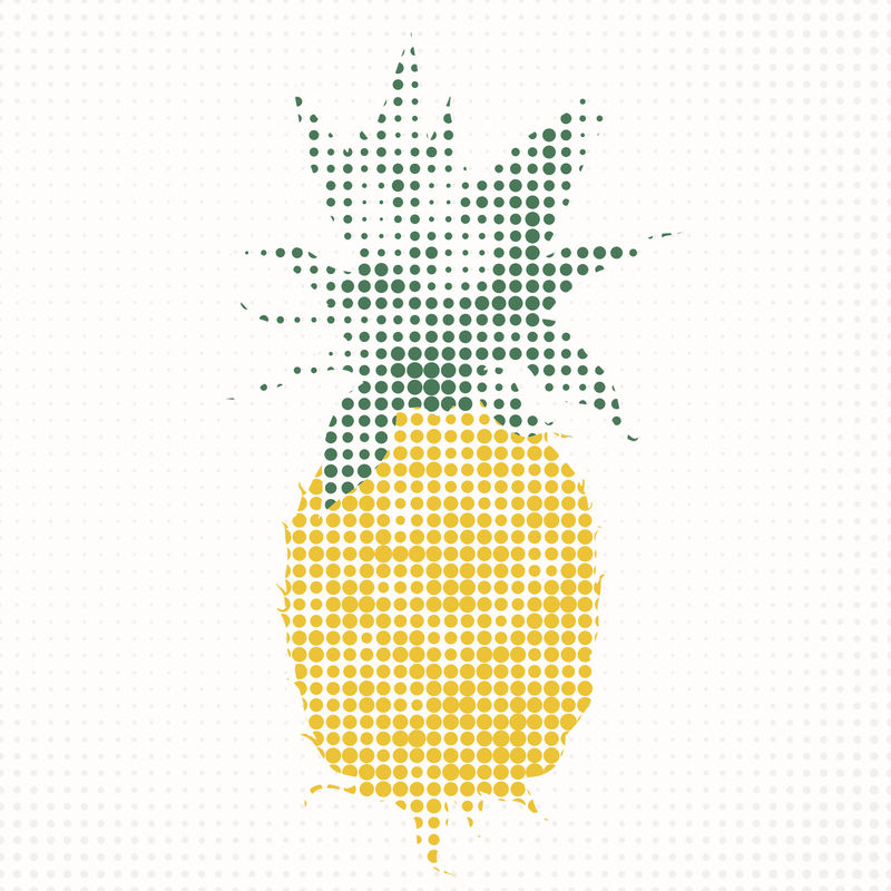 黄色菠萝半色调风格设计元素插图