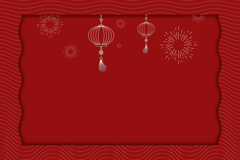 具有复制空间的中国传统红灯笼设计卡