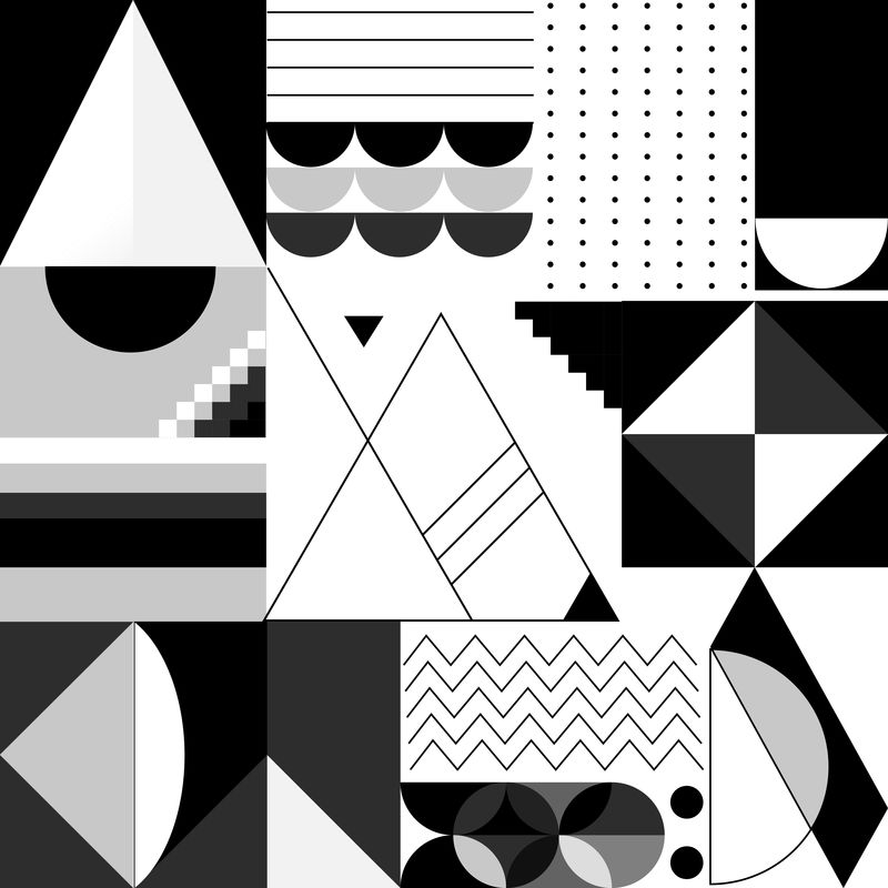 现代黑白几何横幅模板
