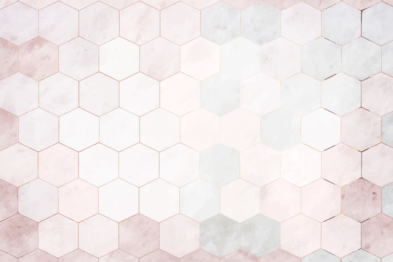 六边形粉红色大理石瓷砖图案背景向量